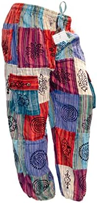 Handmade Om Pants Patchwork Pants Unisex Multisize Himalayan Bohemian Trousers (Medium, Regular, Regular) Multicolor