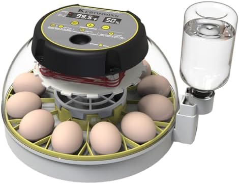 KEBONNIXS 12 Egg Incubators with Humidity Display, Egg Candlestick, Automatic Chicken Hatching Blade