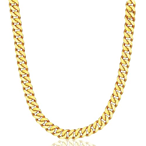SILILUN Gold Chain Silver Chain for Men18K Gold Plated Men's Necklaces Cool Cuban Link Chain for Men Hip-Hop Jewelry (22 Inches, 8mm Wide 18k Gold)