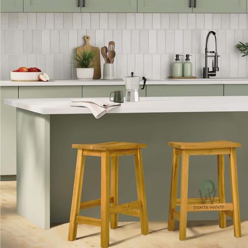 Image of Sitting Wooden Stool Indoor & Outdoor, Stool for Office, Home & Garden Use- 24 Inch
