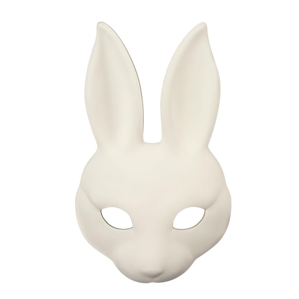 White Rabbits Costume Mask Practical PU Leather For Easter Halloween Carnivals Cosplay Event Adjustable Elastic Band