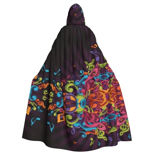 Capa con capucha de notas musicales para adultos disfraz sin cremallera de Halloween