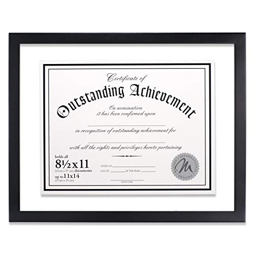 Malden International Designs Wood Floater Document Frame, 8.5X11/11X14, Black #TOP21