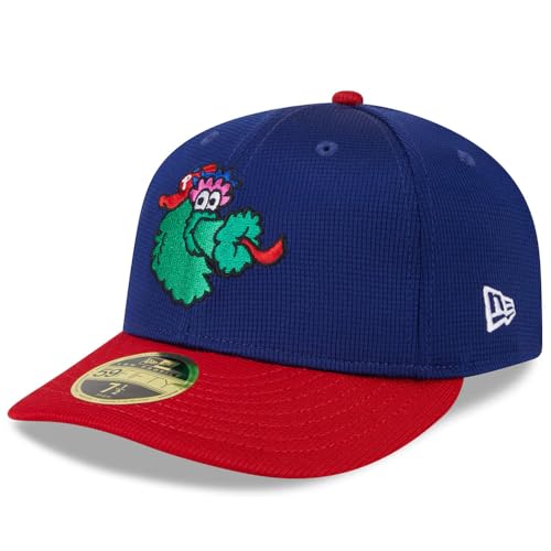 New Era Philadelphia Phillies 59FIFTY Low Profile Batting Practice Fitted Cap, Hat (US, Numeric, 7 1/4, Blue Red)
