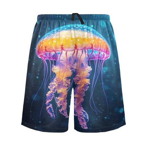 Jellyfish Blue Pajama Shorts for Men Lounge Pants Lounge Sleep Shorts Mens Sleep Shorts with Pockets, S-XXL