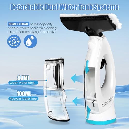 Image of Window Vacuum Squeegee, Rechargeable Window Vac, 4 in 1 Cordless Window Vacuum Cleaner, Electric Window Cleaning Tool for Windows, Shower Doors, Mirrors, Tiles, Water Tank
