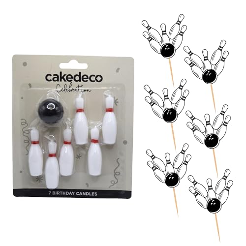 Bowling Pins and Ball Birthday Cake Candles - 7 pc