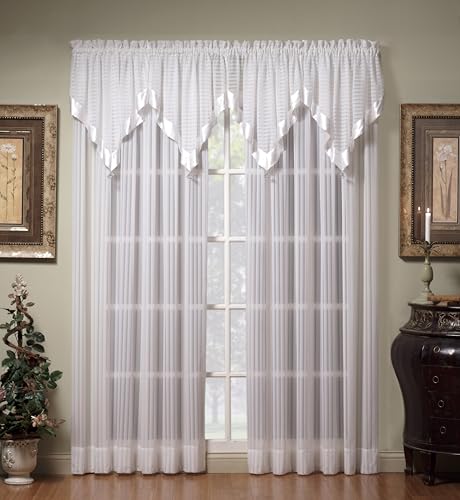 Today's Curtain, Silhouette Stripe Sheer Panel 63", White, 60" W x 63" L
