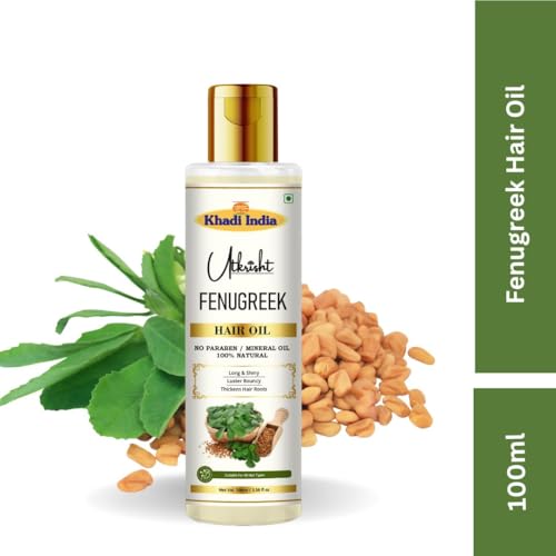 Image of Khadi Fenugreek (Methi) Hair Oil 100ml | Ayurvedic Herbal Hair Oil for Hair Growth, Shiny & Long Hair | Non Sticky, Paraben & Mineral Oil Free | For All Hair Types | Daily Use for Men & Women