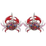 DUOWEI Unique Enamel Cute Crab Earrings French Clip Crab Earrings Jewelry Charms Gifts for Women Tee
