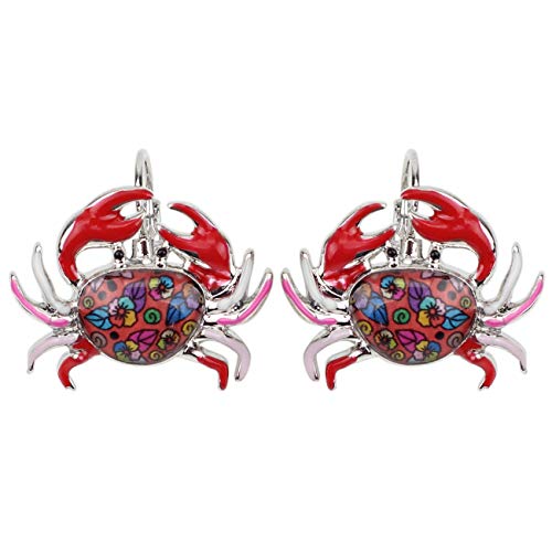 Duowei Unique Enamel Cute Crab Earrings French Clip Crab Earrings Jewelry Charms Gifts For Women Teens Girls (Red) #TOP26