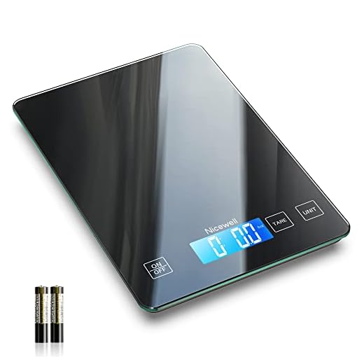 Nicewell Food Scale Digital Weight Grams and oz, 22lb Kitchen Scale for Cooking Baking, 1g/0.1oz Precise Graduation, Sleek Tempered Glass Platform