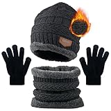 Matériau de Qualité Supérieure: Le bonnet d'hiver chaud, l'écharpe et les gants à écran tactile sont fabriqués en tissu tricoté plus épais, agréable pour la peau, doux, confortable et chaud.