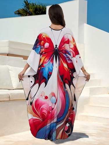 Kaftan Dresses for Women Plus Size Caftans Loungewear Swimsuit Coverup Butterfly Maxi Beach Dress Lightweight Muumuu3