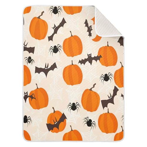 Burbuja Cute Bats Pumpkins Baby Blanket for Boys Girls, Nursery Soft Warm Swaddling Receiving Baby Blankets, 30x40 in Toddler Blanket
