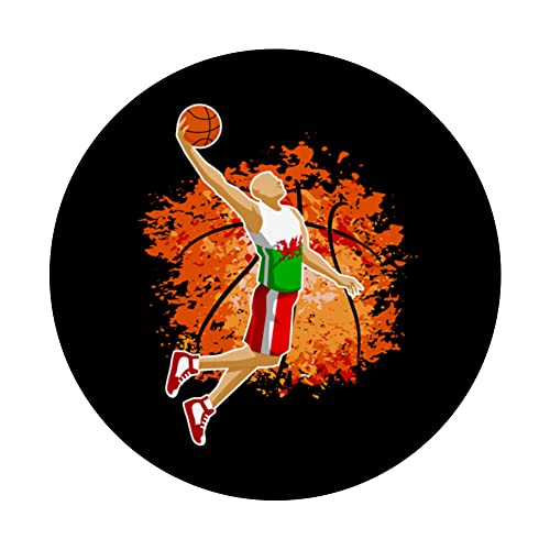 Wales Basketball Fans Jersey Welsh Flag Sport Team Supporter PopSockets Swappable PopGrip, Black - Image 3