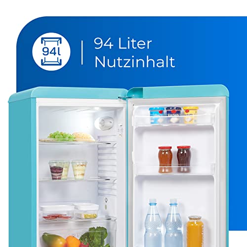 Exquisit Retro Kühlschrank RKS100-V-H-160F in Taubenblau