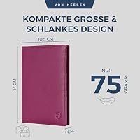 VON HEESEN® Reisepasshülle Leder Etui mit RFID-Schutz - Passhülle Passport Reisepass Mappe Hülle Organizer - Reiseorganizer für Damen & Herren (Pink) – Ansicht 6