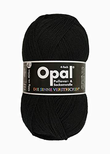 Opal uni 4-fach Sockenwolle 2619 tiefschwarz