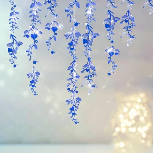 Cheerland Leaf Garlands Vines 24 pcs Royal Blue Decorations Spring Party Hanging Leaves Banner Backdrop Wall stcikers for