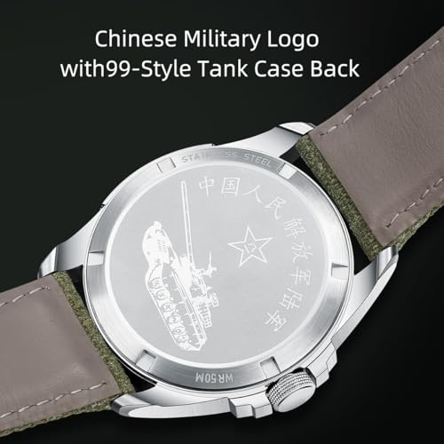 Seagull Montre mécanique Automatique pour Hommes, Montres Militaires, armée Tactique Terrain Sport étanche, Affichage de la Date, Montre de Travail pour l'extérieur, D581 (Verde) – vue 8