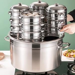 Juego de cocina de acero inoxidable con divisor y colador, olla de cocina multifuncional para cocinar