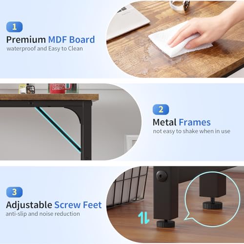 Image of BestOffice Computer Desk,Home Office Desk, Modern Simple Style for Home Office Study Writing (Brown, 32 Inch)