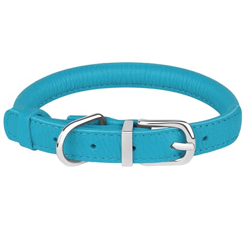 OOPSDOGGY Rolled Leather Dog Collar Soft Roll Collars for Small Medium Large Dogs Puppy (Blue, S, 10"-13") by OOPSDOGGY - Image 7