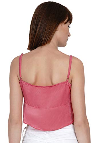 Image of EROTISSCH Women Pink Self Design Tank Top