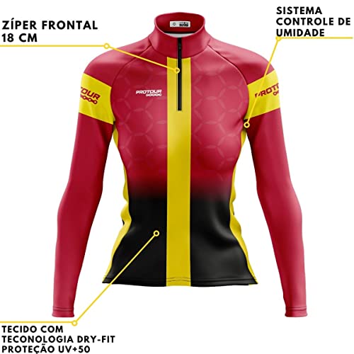 Camisa Ciclismo Feminina Manga Longa Escuderia Rosa (GG)