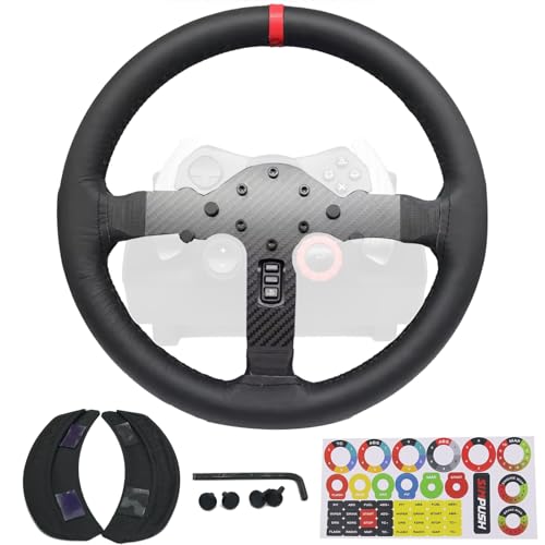 Replace 13 inch lightweight Original Leather Steering Wheel Panel For Logitech G29/G920 G923 Driving Force Racing Wheel Hub; For Xbox Series X/S PS4 PS5 PC (For Logitech G920/G923/G29)