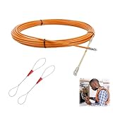 Sonda Passacavi Professionale 10m con Molla di Guida, Sonda Elettricista per Cavi, Tiracavi in Acciaio Zincato con Testa a Molla, Adatta per Tubazioni e Piani di Lavoro