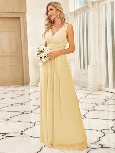 Image of Ever-Pretty Womens Bridesmaid Dress V-Neck Sleeveless A Line Chiffon Floor Length Formal Dress 09016