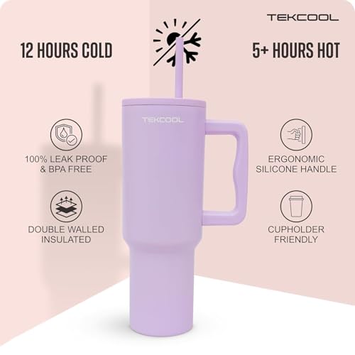 Image of Tumbler with lid and Straw 1200ML Cup Stainless Steel Hot and Cold with Handle and Lid 2 Straw Vacuum Insulated Tumbler for Water, Iced Tea or Coffee Office Gym Travelling