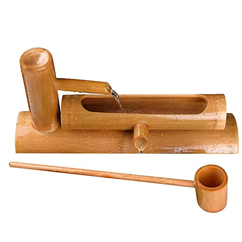 ZLECB Fuente De Agua Al Aire Libre,Fuente de bambú, Adornos de Agua Que Fluye de bambú característica de Agua de bambú japonés,70cm Cover