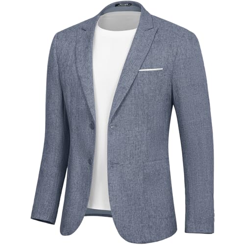 WYWK Men's Casual Suit Blazer Slim Fit Sport Jackets for Men Two Button Business Wedding Party Banquet Blue