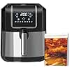 HOMCOM 6.5L Air Fryer, 1700W Air Fryer Oven with Digital Display, Rapid Air Circulation, Adjustable Temperature, Timer and Nonstick Basket for Oil Less or Low Fat Cooking, Black and Grey