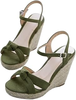JKaur® Women's sandals with heel buckle strap, round toe soft sole block heel sandal | Green - 38 Price In India