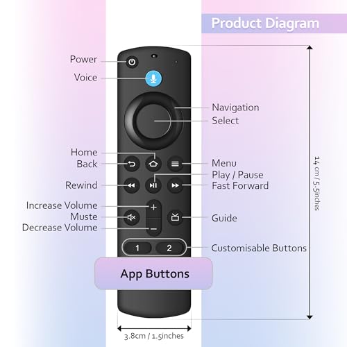 Image of Replacement Voice Remote Control Fit for Fires Smart TV Stick /Cube, Stick 4K /4K Max(1st / 2nd Gen), Stick HD /Lite, Smart TV 3rd Gen, Compatible with Insignia /Pioneer Smart TVs