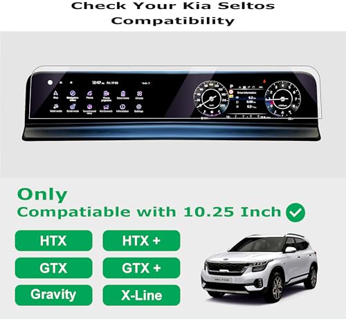 Image of OHAYO Military Strength Screen Protector For Kia Seltos Facelift 9H+ Hardness, Strong Protection, Full Screen Edge-to-Edge Cover, Scratch Resistant, Bubble-Free Install, Ultra HD Clarity,With installation kit