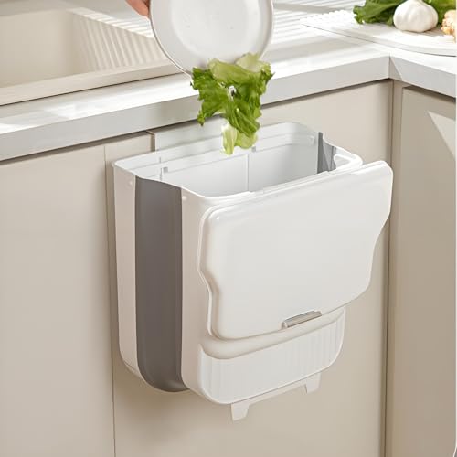 ANKEPEEC Kleiner hängender Mülleimer für Küche mit Deckel, Wandmontage, Abfalleimer für Küchenschrank, Tür, Schrank, Hängender Mülleimer für Wohnmobil, Badezimmer, Schlafzimmer, Wohnzimmer, Büro