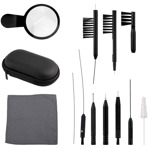 13pcs Hearing Aid Cleaning Kit, Include Brushes Magnifier Ventilation Rod Cloth Case and More, Hearing Aid Accessories for Headset Earbuds Earphones