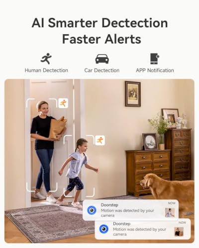 LongPlus 4K 8MP Indoor Security Camera, Pan Tilt Wi-Fi Pet Baby Monitor | 355° View, Motion/AI Person Detection, Two-Way Audio, Siren Alarm, 33ft Night Vision, Supports Micro SD Card Up to 512GB