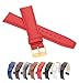 Produktbild MARCHEL WB Lederarmband 18 mm Rot Gold Schließe Uhrenarmband Uhrband Uhrenbänder Leder Rindsleder Genarbt (18 mm, Rot-Gold)