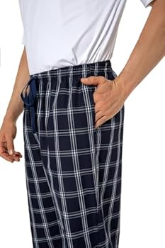 Heren 100% katoen pyjamabroek geweven geruit slaapbroek loungewear pyjama broek met zakken