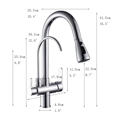Mitigeur évier robinet cuisine 3 voies eau filtrée chaude et froide - 4
