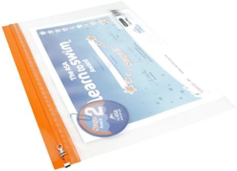 Rapesco 1503 Zippi Bag with Metal Zip, A4+ / Foolscap, Clear Transparent with Assorted Bright Coloured Zip Strips, Pack of 5