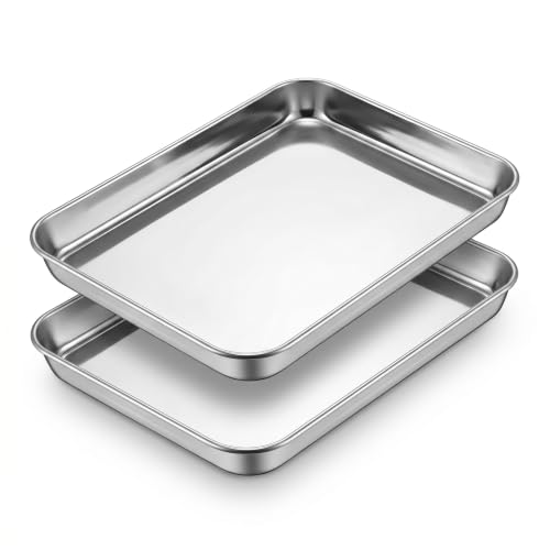 Herogo Mini Baking Sheet Pans 2 PCS, 9.2”x 7” Cookie Sheets Trays