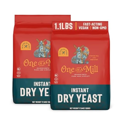 One in a Mill Instant Dry Yeast | Fast Acting Self Rising Yeast for Baking Bread, Cake, Pizza Dough Crust | Kosher | Quick Rapid Rise Leavening Agent for Pastries (1.10 Pound (Pack of 2))