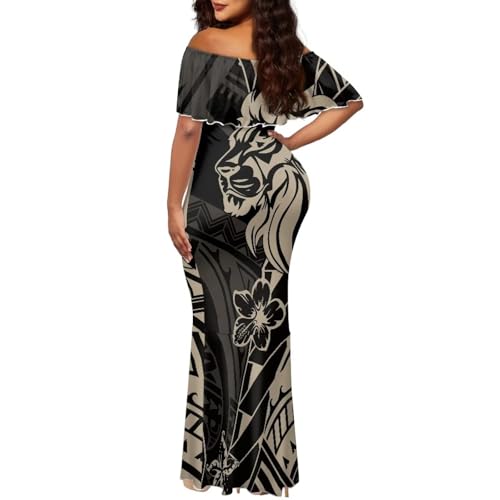 Image of Polynesian for Women S-7XL Off Shoulder Maxi Dress Hawaiian Summer Dresses